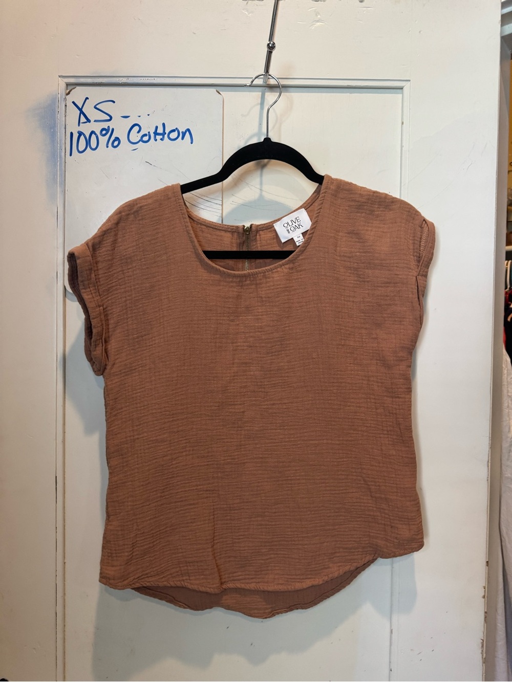 100% Cotton Olive & Oak Short Sleeve Cotton Top — Rust